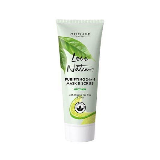 Purifying 2-in-1 Mask & Scrub with Organic Tea Tree & Lime
