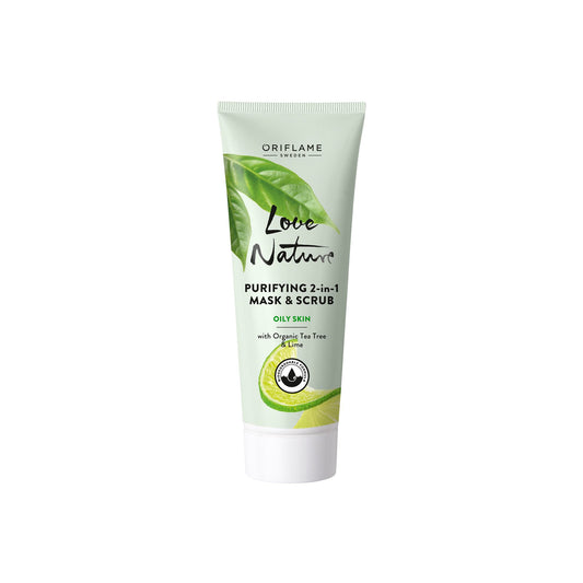 Purifying 2-in-1 Mask & Scrub with Organic Tea Tree & Lime