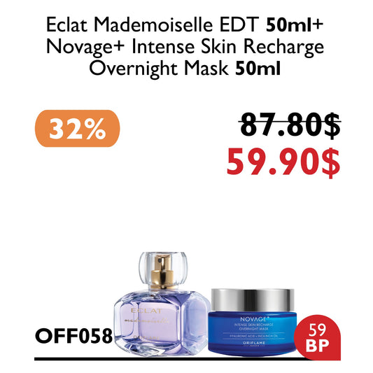 Eclat Mademoiselle EDT 50ml + NovAge Intense Skin Recharge Overnight Mask 50ml